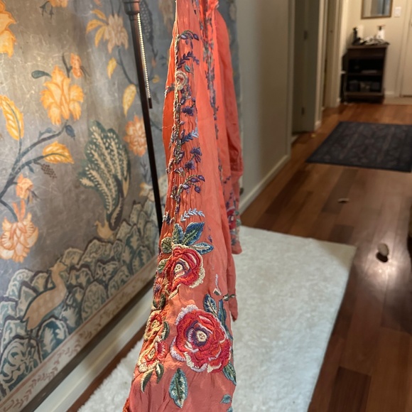 Johnny Was Embroidered Blouse - Coral Floral (M) - Picture 5 of 7